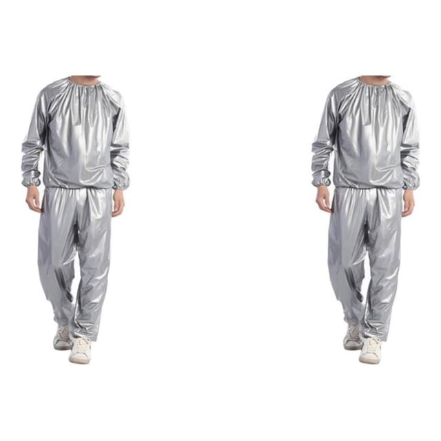 yingyy 1/2/3/5 Maison Salon Spa Sauna Combinaison Course Exercice Mise en Forme Veste de Survêtement Réutilisable Lavable PVC Combinaisons de Sport Argent TTTG 2 Pcs