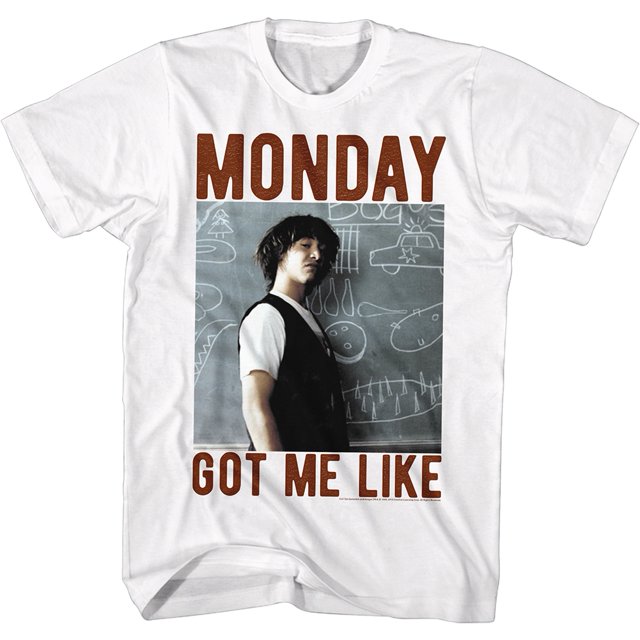 Bill and Ted Monday Got Me Like White T-Shirt Adulte