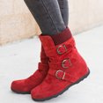thumbnail image 2 of CEHVOM Bottes de Neige pour Femmes en Suède à Bout Rond, à Fermeture Éclair, Plates, Couleur Unie, avec Bride à Boucle, Gardent au Chaud, 2 of 7
