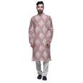 thumbnail image 1 of Atasi Printed Long Kurta For Men With White Churidar Pyjama Set Traditional Wear, 1 of 1