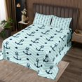 thumbnail image 2 of Erosebridal Nautical Anchor Print Coverlet Set King, Blue Geometric Wave Stripes Bedding Set 3-Piece, 2 of 5