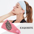thumbnail image 4 of fastboy Crochet Headbands Winter Leaves Pattern with Rhinestones Elastic Head Protector Wide Warm Chunky Hair Accessories for Girls Skin pink, 4 of 5