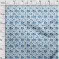 thumbnail image 3 of oneOone Tissu Jersey Coton Bleu Matériel de Couture Floral Tissu Imprimé au Mètre 58 Pouces de Large, 3 of 4