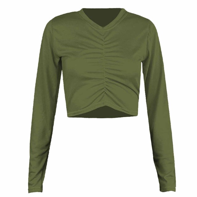CEHVOM T-Shirt Court Décontracté pour Femmes, Printemps Automne, à Manches Longues, Col Rond, Imprimé Patchwork, Liquidation