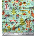thumbnail image 1 of Soimoi polyester Crepe Fabric Gift Box,Snowman & Tree Christmas Printed Craft Fabric by the Yard 42 Inch Wide, 1 of 3
