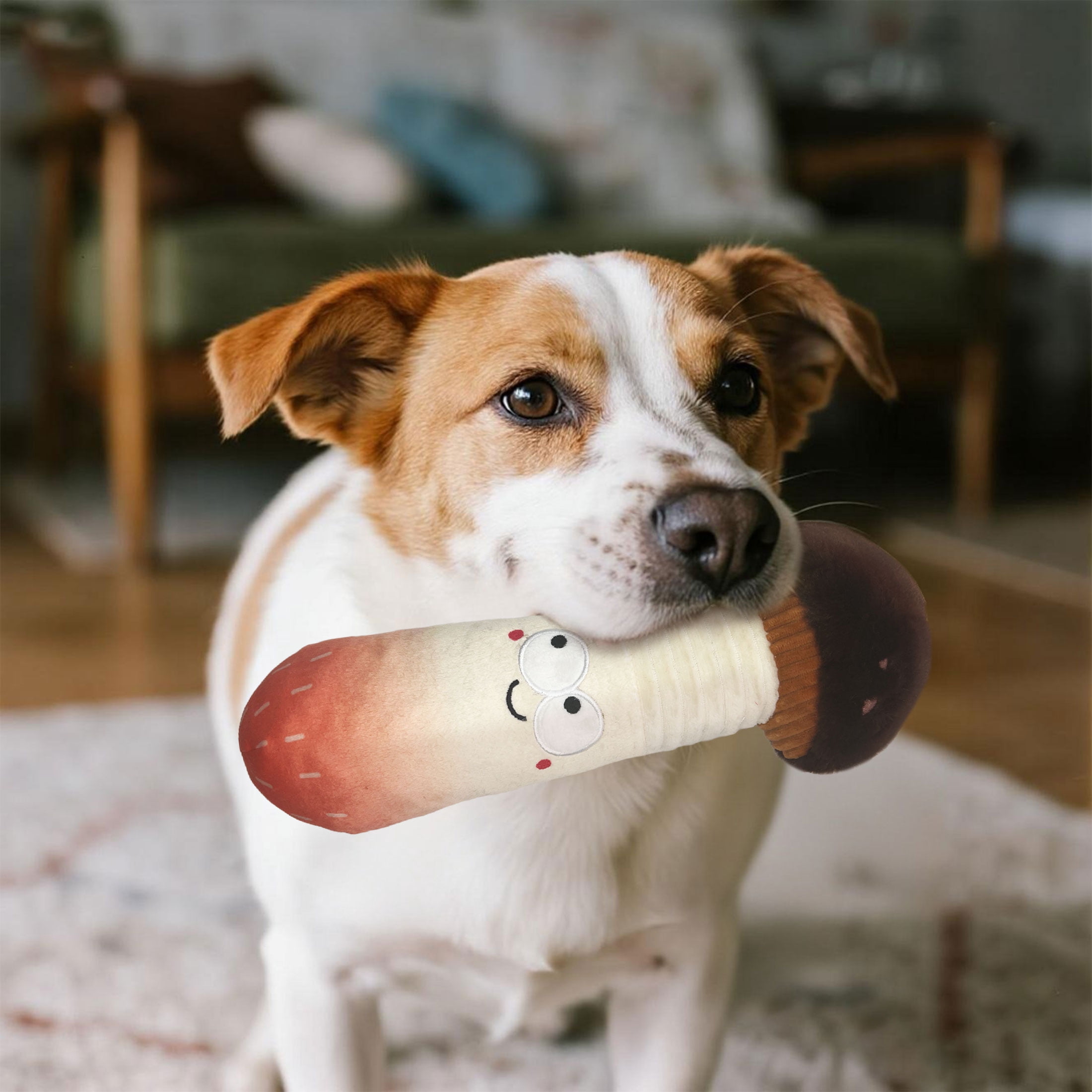 GiGwi Soft Squeaky 13.5" Plush Mushroom-shapped  Dog Toy