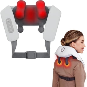 ibreo Cordless Shiatsu Neck and Shoulder Massager with Heat, 6D Deep Tissue Kneading, Adjustable Massage Head and Fast Heating, Gray