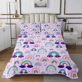 thumbnail image 1 of Erosebridal Girls Rainbow Coverlet Set Queen, Purple Cloud Bedding Set, Cartoon Theme Decor 3-Piece, 1 of 5