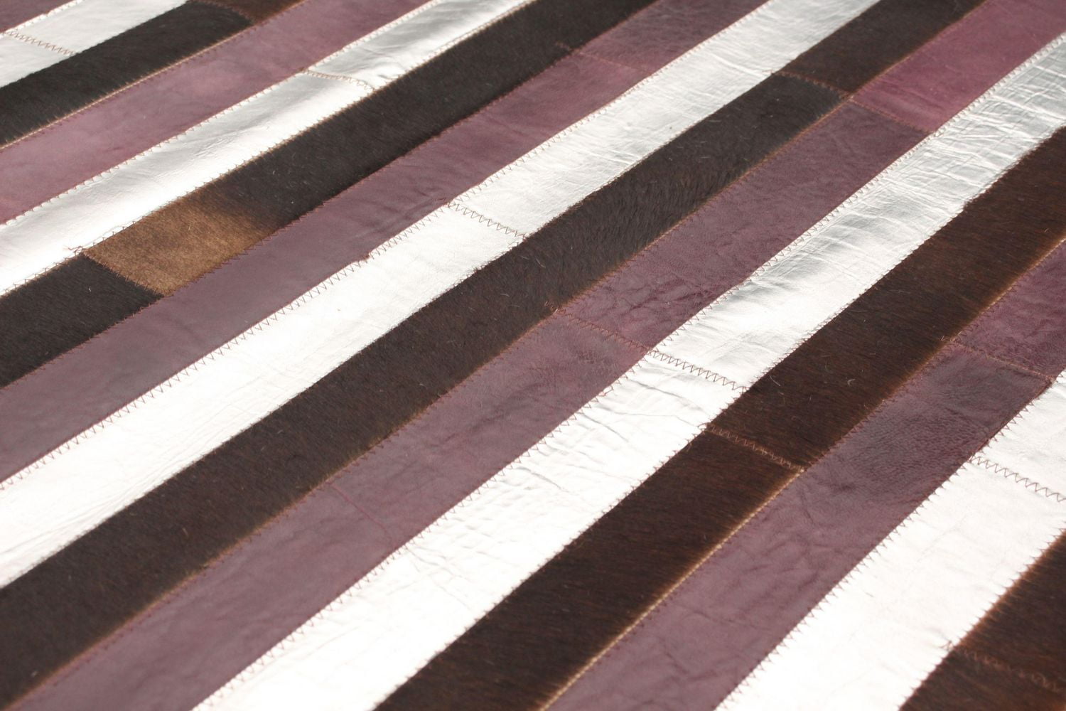 ECARPETGALLERY 3'11" x 6'0" Contemporary Cowhide Patchwork Handmade Area Rug for Living Room, Dining Room and Bedroom in Brown