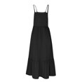 thumbnail image 5 of Womens Fashion Round-Neck Sling Sleeveless Solid Pockets Patchwork Pullover Dress, 5 of 5
