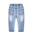 thumbnail image 2 of KIDSCOOL SPACE Retro Toddler Little Kid Rippd Holes Elastic Waist Fashion Jeans, 2 of 5