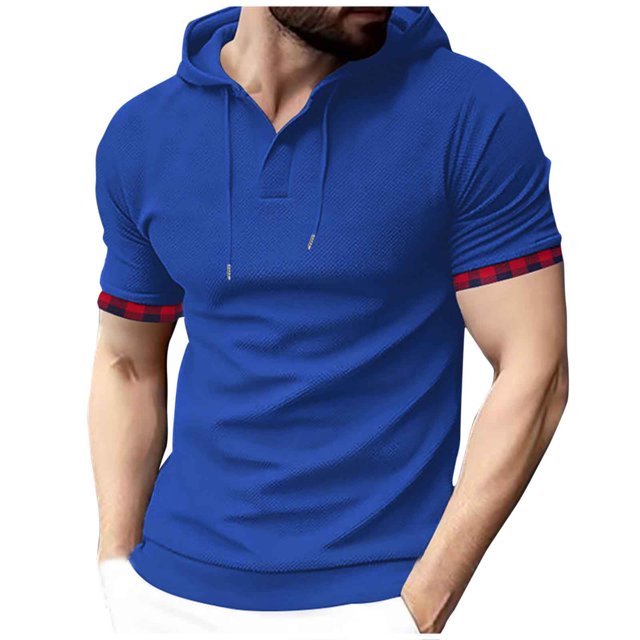 Birdeem Chemise pour Hommes, Manches Courtes, à Capuche, Décontractée, Sportive