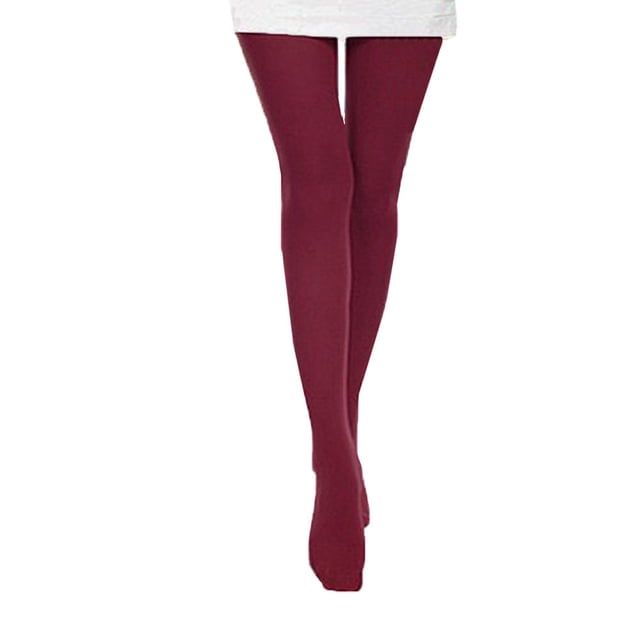 Jovati Collants Opaques d'Automne Couleur Bonbon Leggings Collants à Pied dans une Teinte Bourgogne Foncé, Stylés avec une Jupe Blanche. Ces Collants Opaques pour Femmes Offrent une Finition Lisse et Sont Respirants, Absorbent la Sueur et Désodorisants. Convenant aux Hauteurs de 155-175 cm et Pèsent 40-80 kg, Ils s'Agencent Bien avec des Jupes, des shorts Ou des jeans skinny, Ce Qui en Fait un Ajout Polyvalent aux collections de Bas pour Femmes.