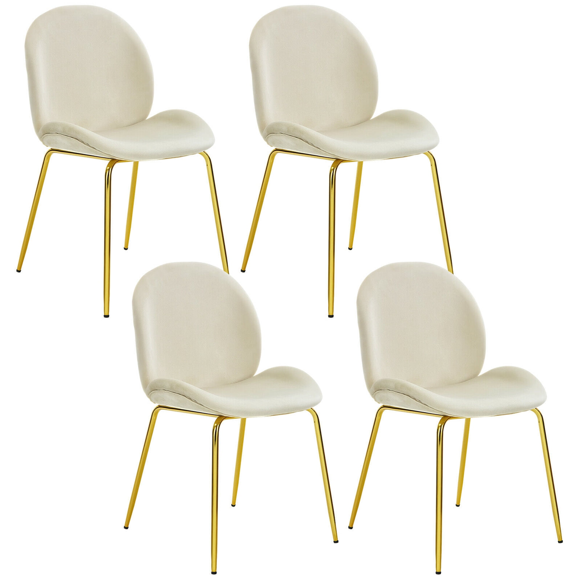 Gymax 4PCS Velvet Dining Chair Accent Leisure Chair Armless Side Chair Beige