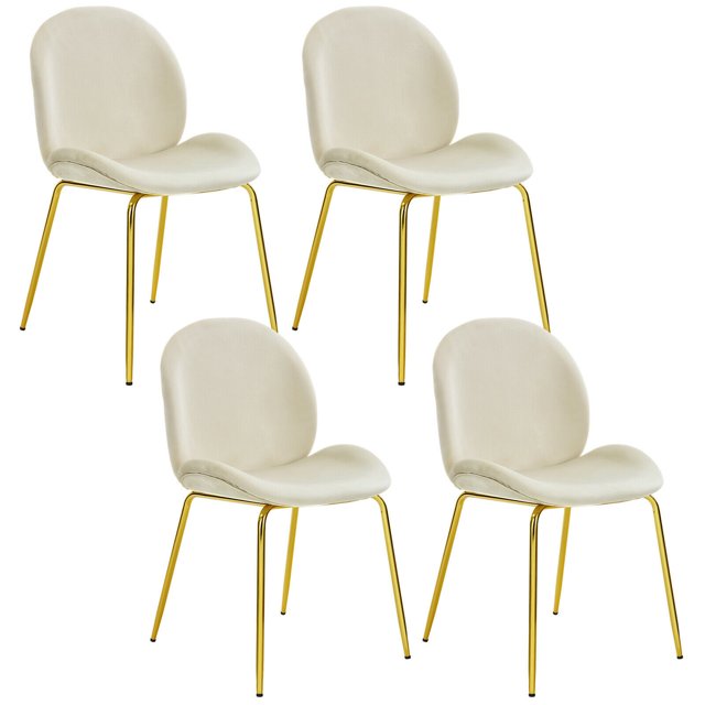 Gymax 4PCS Velvet Dining Chair Accent Leisure Chair Armless Side Chair Beige