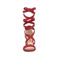 thumbnail image 2 of BLISSFUL STEP Sandales pour Femmes Couleur Unie Talons Blocs Moyens Sandales à Lacets Rouge 8, 2 of 8