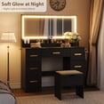 thumbnail image 3 of Yiwa 45.9" Makeup Vanity Desk with Adjustable Lighting Modes, Large Mirror, and 8 Storage Drawers, 3 of 9