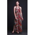 thumbnail image 4 of Bimba Floral Ladies Crew Neck Waist String Print Maxi Dress with Side Slits Summer Wear-Small, 4 of 6
