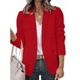 thumbnail image 1 of Innerwin Blazers Solid Color Women Cardigan Jacket Work Shawl Neck Slim Fit Business Jackets Red 3XL, 1 of 7