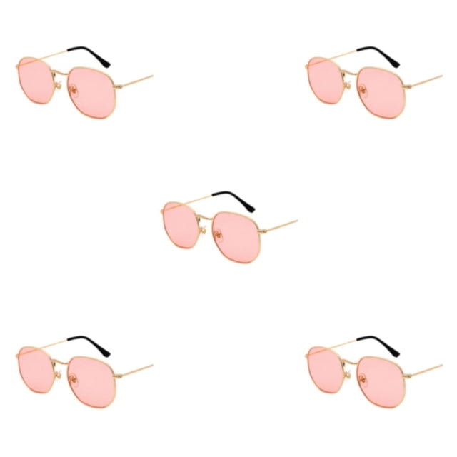 relayinert Fashionable Polarized Lens Small Square For Trendy Style Materials gold sea pink C10 5Set