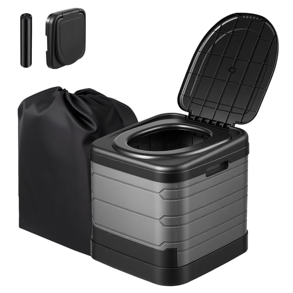 KFFKFF Portable Toilet, 330 lbs Load Capacity, Folding Camping Toilet for Adults, Outdoor Travel Potty with Carry Bag, Trash Bags, Suitable for Home Use