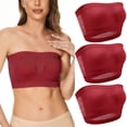 thumbnail image 1 of 3 Pieces Womens Non Padded Bandeau Sprots Bra Strapless Convertible Bralettes Basic Layer Top Bra, 1 of 6