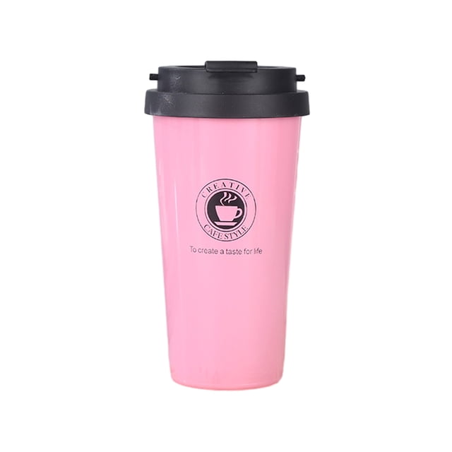 Decodeary Stylish Stainless Steel Car Coffee Mug Sip In Style On Move Coffee Lovers pink 500ml 1Set