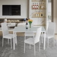 thumbnail image 4 of FDW Dining Table Set Glass Dining Set for Small Spaces and Chairs for 4, Chairs Home Furniture Rectangular Modern, White, 4 of 7