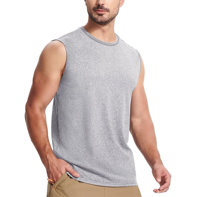 Posijego Débardeurs Décontractés pour Hommes à Col Rond, Sans Manches, pour Muscles, Chandails Sans Manches pour Hommes, Entraînement, Course, T-Shirts Débardeurs