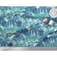 thumbnail image 3 of Soimoi Green Modal Satin Fabric Tropical Leaves Printed Craft Fabric by the Yard 42 Inch Wide, 3 of 5