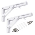 thumbnail image 1 of Uxcell 2 Pcs Folding Shelf Brackets, 8 Inch Iron Collapsible Shelf Bracket, L Shelf Bracket Home Decor, White, 1 of 6