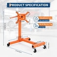thumbnail image 4 of BeesClover Heavy Duty Engine Stand for Auto Repair – Rotating Motor Hoist Dolly with Folding Steel Frame, 4 Adjustable Arms, 4 of 7