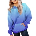 thumbnail image 1 of Zwiiyzr 2025 2-14 Ans Garçons et Filles Sweat à Capuche Oversize Manches Longues Dégradé T-Shirt Imprimé Col Rond Bleu, 1 of 4
