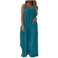 thumbnail image 1 of Wlynlyn Combinaisons Grande Taille pour Femmes Combinaisons Sans Manches Col en V Pantalons Larges Taille P, 1 of 7