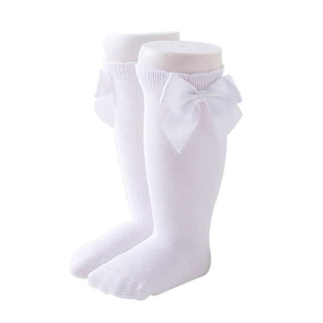 SUNSIOM Baby Girls Cotton Long Socks Solid Color Big Bow Knee High Stocking