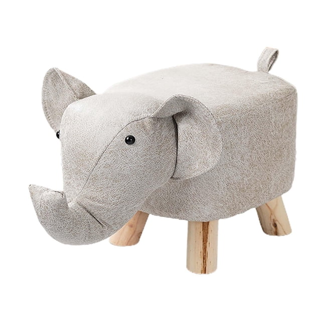 GROWTH TANK Animal Footstool Ottoman Stool, Cartoon Bench, Portable Cute Shoes Changing Foot White