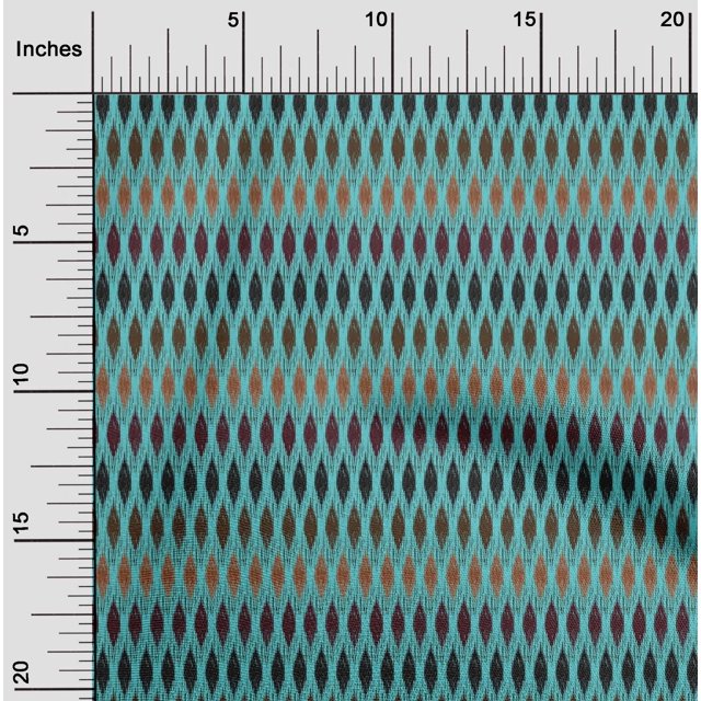 oneOone Coton Popeline Tissu Imprimé Argyle Ikat BTY 56 Pouces de Large