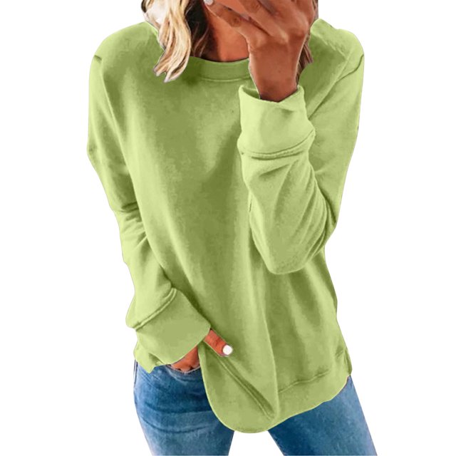 Pxiakgy Chandail Décontracté à Manches Longues Col Rond Couleur Unie pour Femmes Automne Hiver Menthe + S