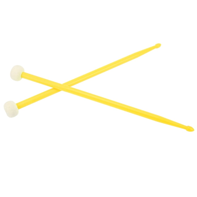 Drums Mallets Accessory, Nylon Handle Hand Feel 2Pcs Drum Mallet Set For Playing Yellow