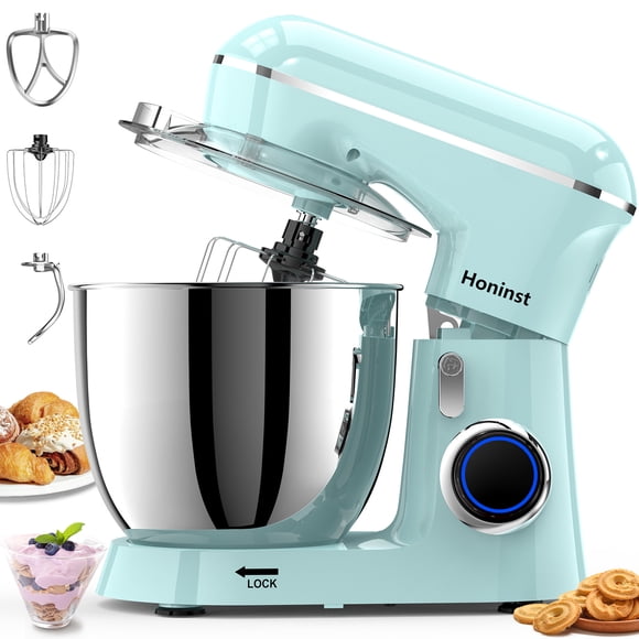 Honinst Batteur sur Socle Électrique de 6,5 QT, 10 Vitesses et Plus, Léger avec Tête Inclinable, Batteur sur Socle de Cuisine, Crochet Pétrisseur, Fouet, Batteur et Bol, Mélangeur Alimentaire pour la Pâtisserie, les Gâteaux et la Plupart des Cuisiniers à Domicile