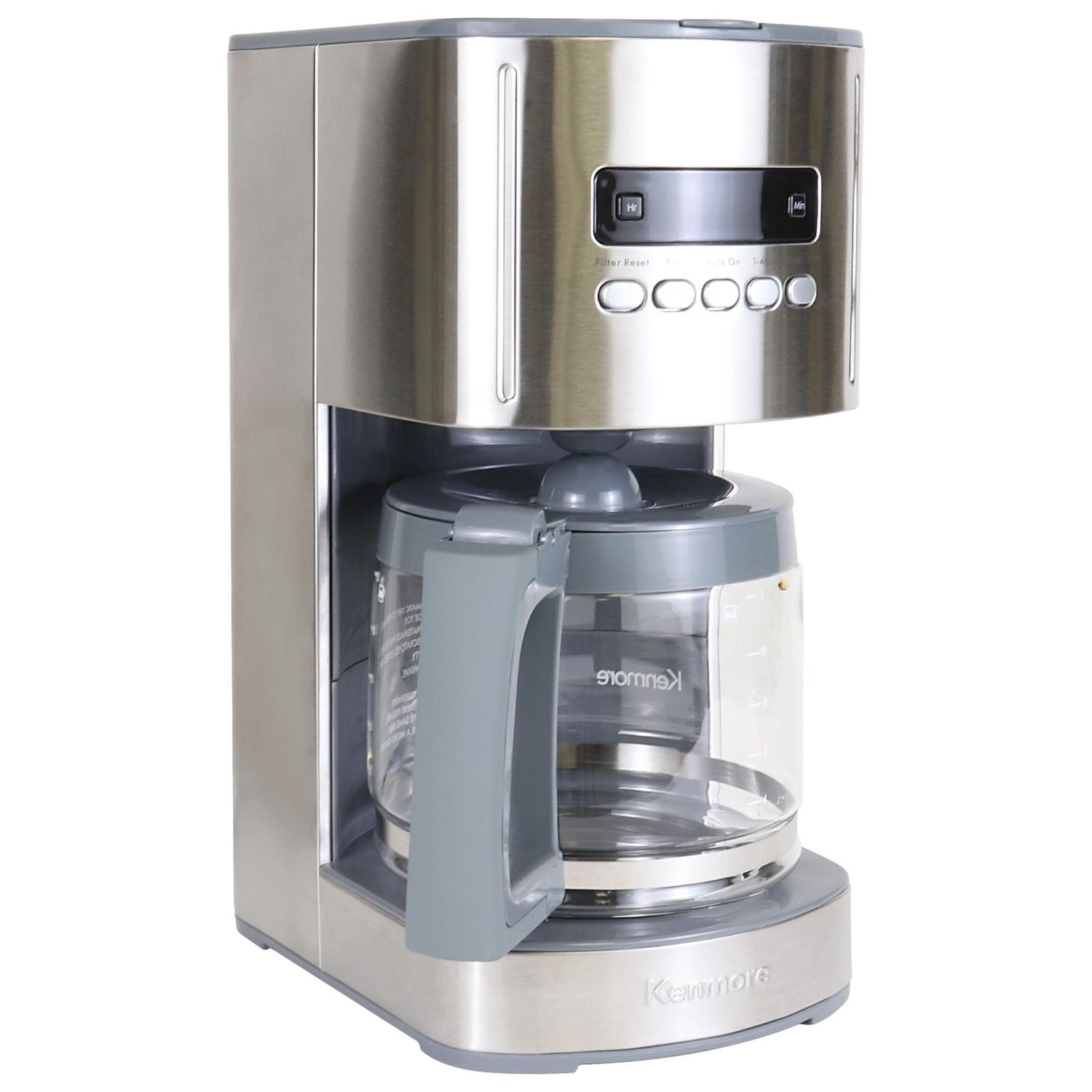 Cafetière programmable Kenmore 12 tasses, acier inoxydable, fonctions de préparation automatique et de maintien au chaud