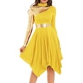 thumbnail image 1 of Alvivi Robe de Danse Liturgique de Louange Métallisée pour Femmes, Tunique Lyrique de Culte d'Église à Ourlet Haut-Bas Jaune P, 1 of 7