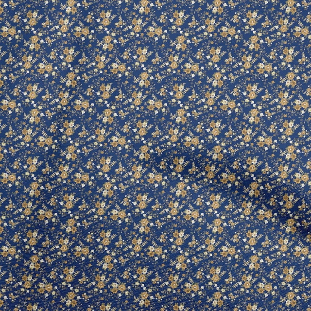 oneOone Rayon Indigo Blue Fabric Floral Craft Projects Decor Fabric Printed By The Yard 56 Inch Wide
