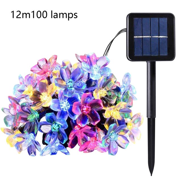 Agiferg Solar Flower Lamp String Led Flower Decorative Lamp Festival Garden Garden Transparent Flower Small Color Lamp Belt Multicolour