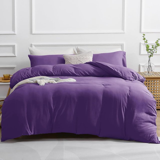 Duvet Cover Queen -Piece Prewashed Ultra Soft Queen Bedding Set - Features Zipper Closure and Corner Ties Includes Duvet Cover x Pillowcases No Comforter