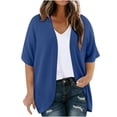 thumbnail image 1 of Plebaso Womens Plus Size Cardigan Short Sleeve Summer Cardigans Open Front Casual Blouses with Pockets, 1 of 7