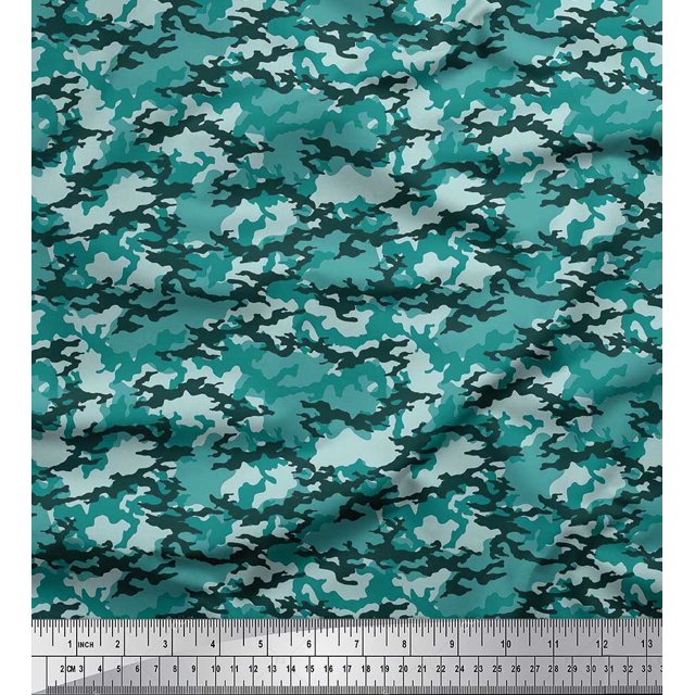 Soimoi Rayon Fabric Two Tone Camouflage Print Fabric by the Yard 56 Inch Wide