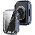 thumbnail image 4 of KOMI Case Compatible with Apple Watch Series 8 7 45mm PC with Tempered Glass Screen Protector,3Pack Full Coverage Ultra-Thin HD Clear Protective Cover for iWatch S7(45mm, Clear/Black/Green), 4 of 5