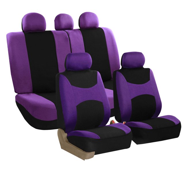 FH Group Light & Breezy Flat Cloth Car Seat Cover Set Full Set for Car Truck SUV Van