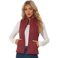 thumbnail image 1 of INSPIRE CHIC Gilet Matelassé Rembourré pour Femme à Fermeture Éclair devant avec Poches Rouge Vin m (US 10), 1 of 7